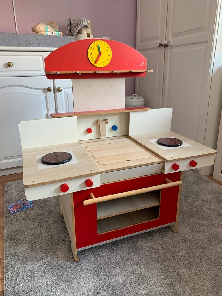 Houten kinderkeuken (uitschuifbaar) met klok., Ophalen of Verzenden, Gebruikt, Hout, Speelkeuken