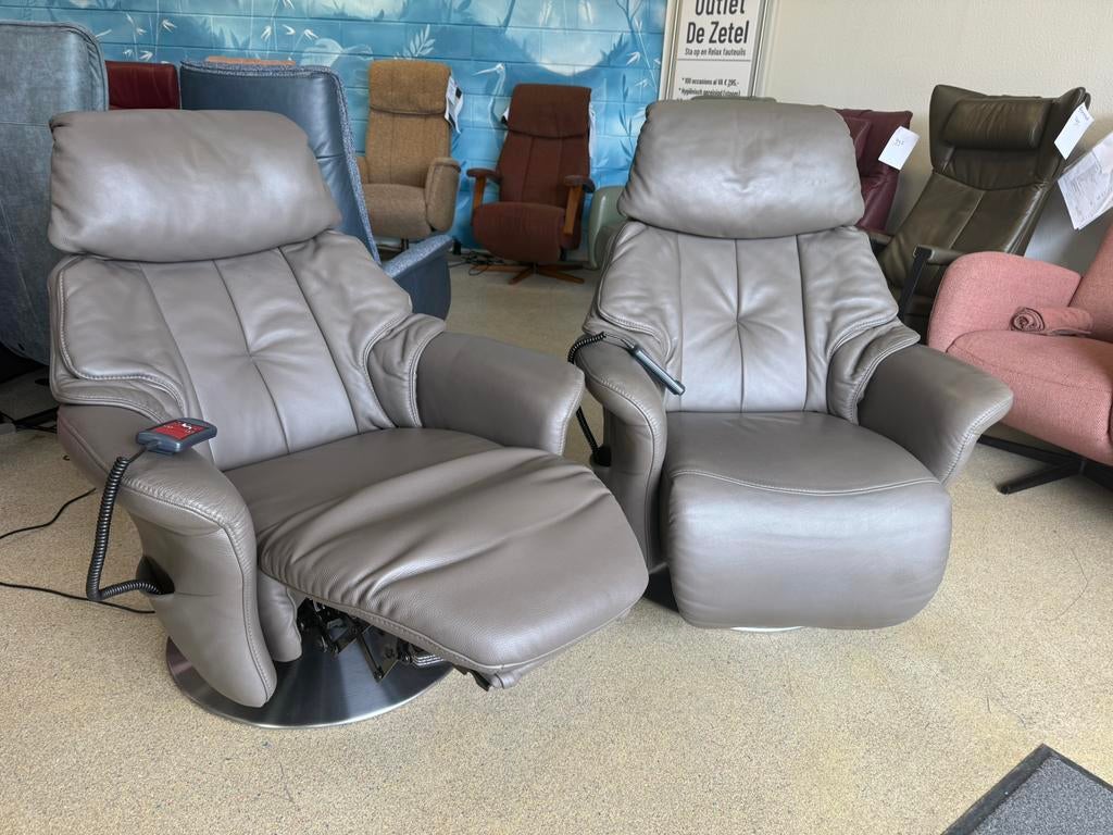 Luxe Relaxfauteuil himolla set sta op stoel relax fauteuils, Nieuw, Leer, Ophalen of Verzenden, Showroom model met garantie gratis bezorgd regio Utrecht