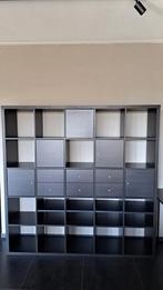 Zwarte Kallax 5x5 vakkenkast Ikea, Ophalen, Met deur(en), 150 tot 200 cm, Zo goed als nieuw