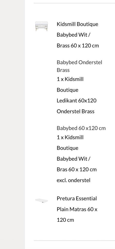 Kidsmill Babybed Wit - Nooit gebruikt!, Ophalen of Verzenden, Zo goed als nieuw, Ledikant