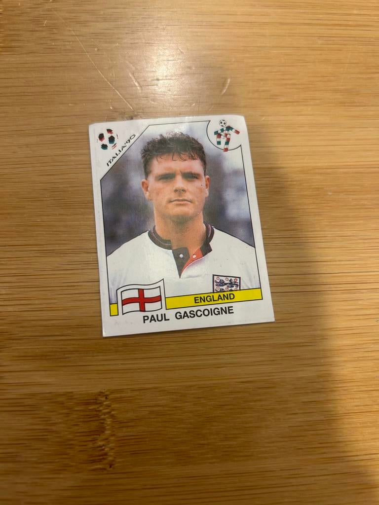 Panini WK Italia '90 Sticker - Engeland Paul Gascoigne, Ophalen of Verzenden, Zo goed als nieuw, Sport