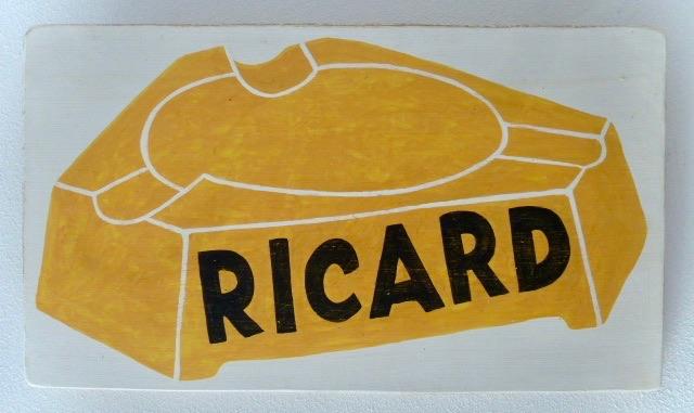 Handgeschilderd bord Ricard/Pastis/Frans/vintage/reclame, Zo goed als nieuw, DeKameraadschap, Schilderij, 50 tot 75 cm
