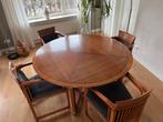 Schuitema  Eettafel met 4 Stoelen - Diameter 150cm, Huis en Inrichting, Ophalen, Gebruikt, 4 tot 6 stoelen