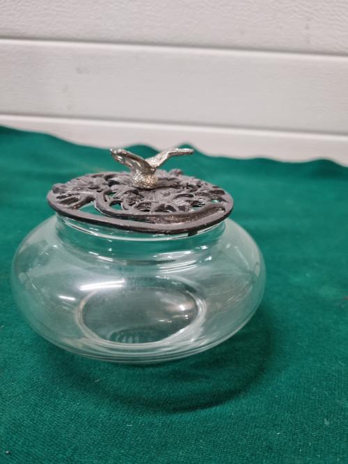 Potpourri vintage glas potje met vlinder, Ophalen of Verzenden, 'T Olde Gre-j, Info@toldegrej.nl, Endepoelstraat 20f Didam