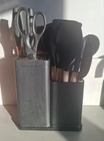 Zwarte houder, bak met messenblok , incl houder snijplank, Ophalen of Verzenden, Gebruikt