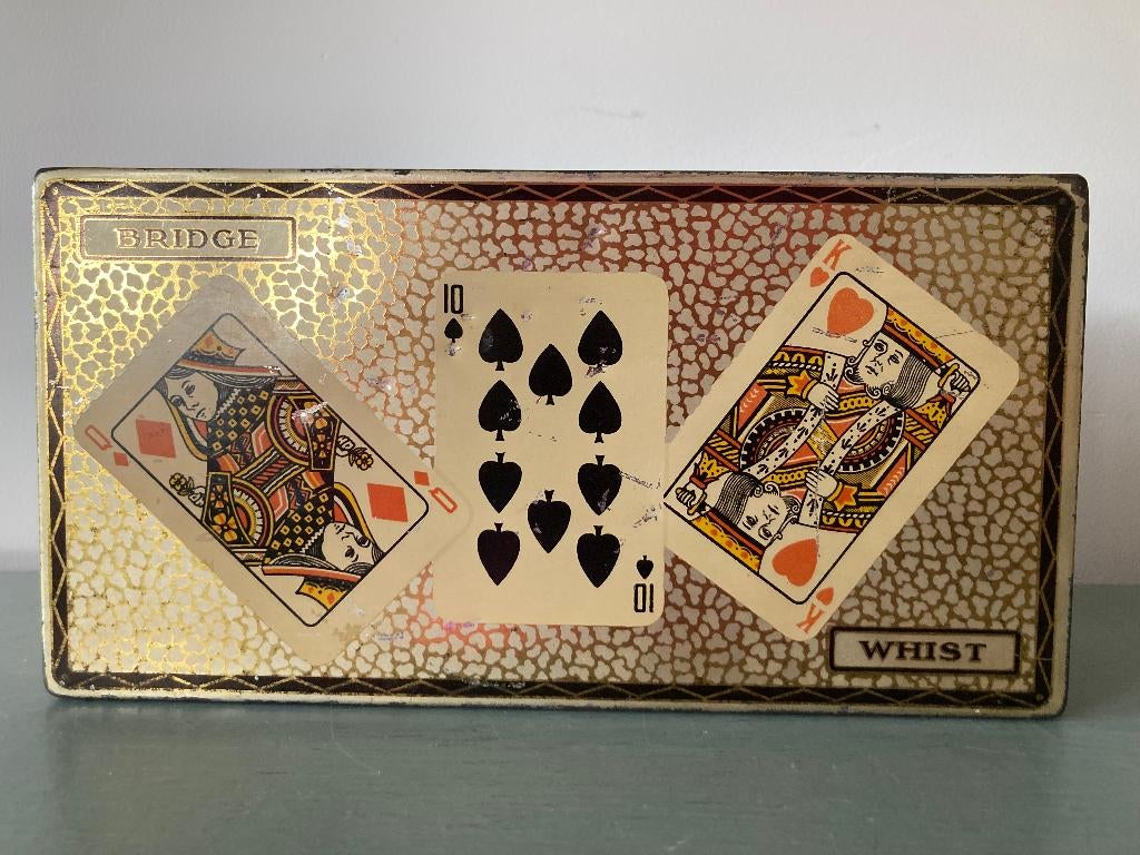 Brocante bridge/whist blik/kaartblik, Ophalen of Verzenden