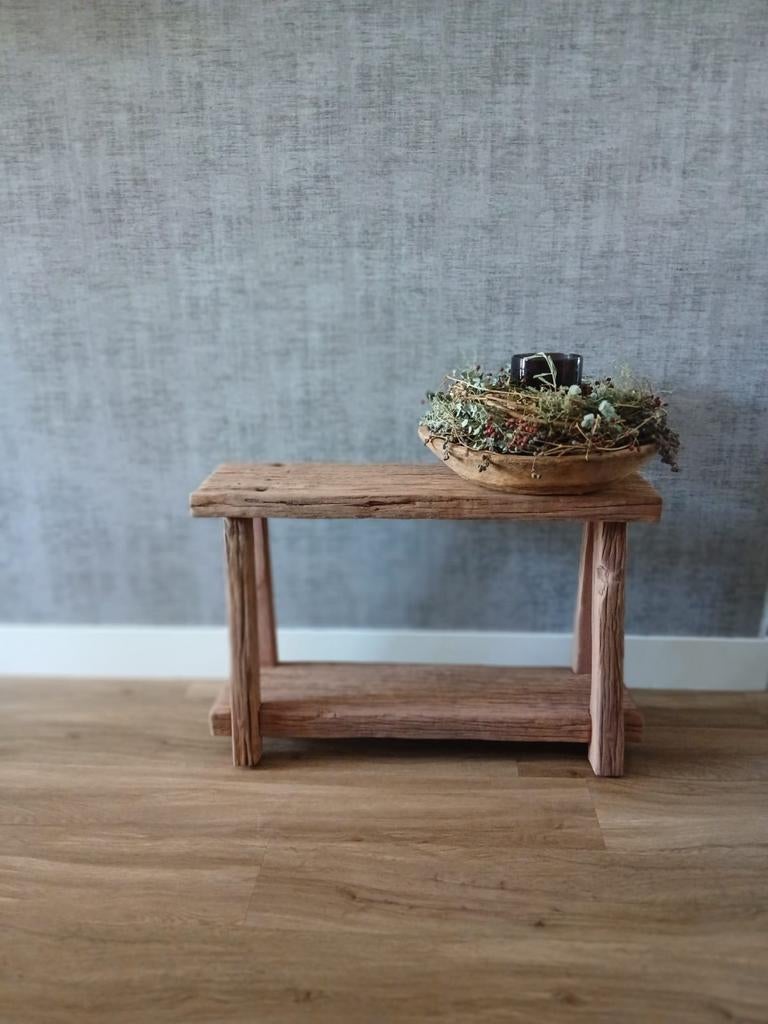 Uniek bankje/krukje van oud tropisch hardhout, Ophalen, Nieuw, Hout