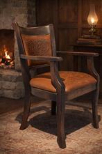 Engelse Bureaustoel– hout & bewerkt leer, Huis en Inrichting, Stoelen, Bruin, Ophalen of Verzenden, Zo goed als nieuw, Eén