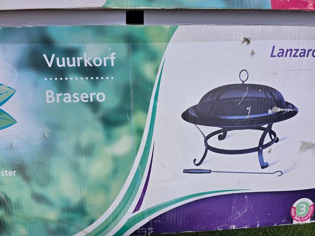 vuurkolf 60cm lanzarote brasero met hout, Ophalen, Nieuw
