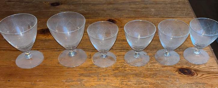 Set van 6 vintage dessertglazen, Antiek en Kunst, Antiek | Glas en Kristal, Ophalen of Verzenden