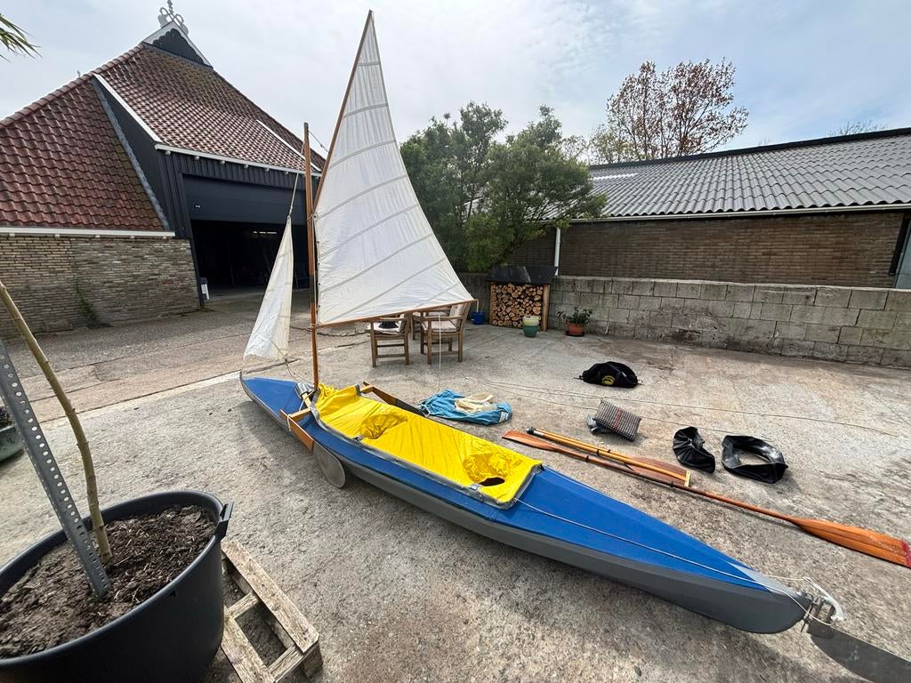 Kolibri Kano met Zeil - Unieke Zeilkano, Watersport en Boten, Kano's, Ophalen, Gebruikt, Met peddels, Overige typen