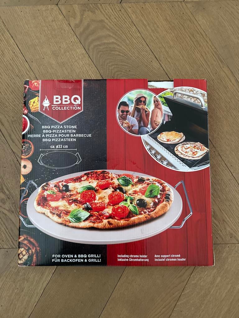 BBQ Pizza Steen 33 cm met Chromen Houder, Ophalen of Verzenden, Nieuw