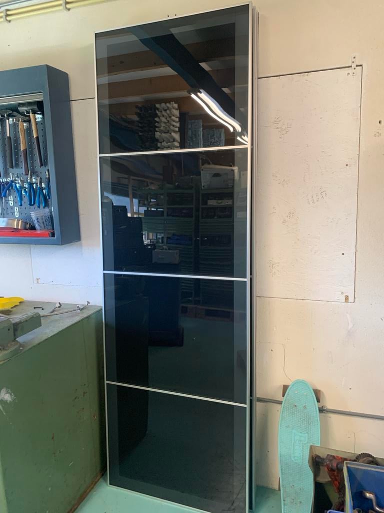 4x Ikea Pax deuren 75x136 zwart glas aluminium, Ophalen, Gebruikt