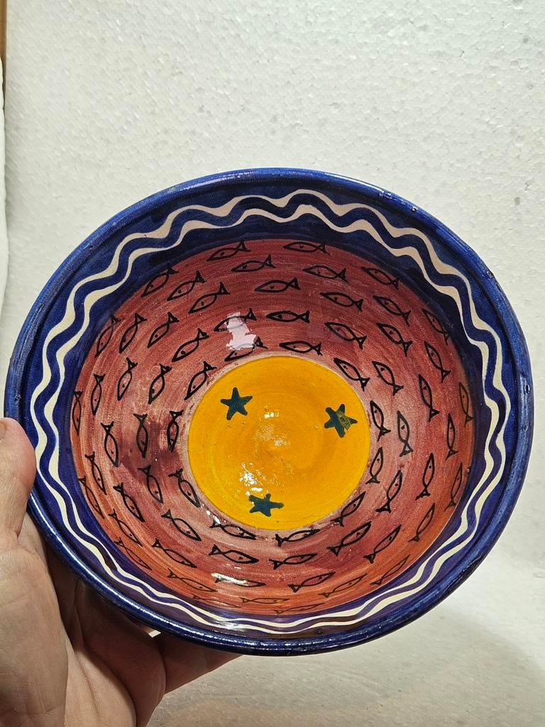 Vintage keramiek schaal kom Safi Marokko handbeschilderd, Ophalen of Verzenden