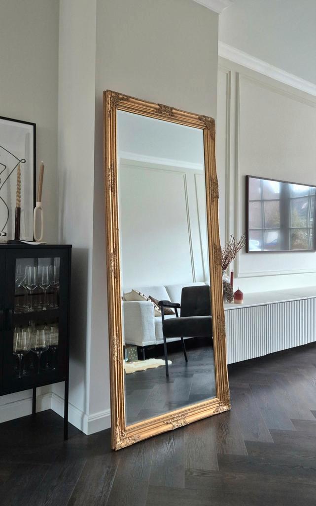 Grote Gouden Barok Spiegel 185x85cm Facet Geslepen, Huis en Inrichting, Woonaccessoires | Spiegels, Gebruikt, 75 tot 100 cm, 150 tot 200 cm