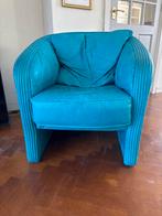 Turquoise leren fauteuil, Ophalen, Gebruikt, Leer, 75 tot 100 cm