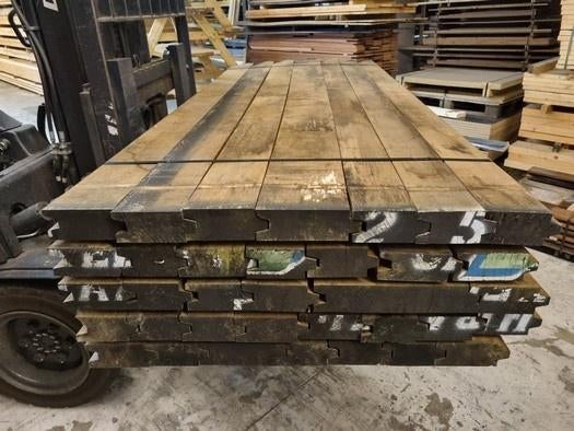 12 m2 hardhouten damwand 6.8 cm dik - nr: HP643, Ophalen, 180 tot 250 cm, Planken, Hardhout