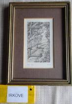 FRAAIE ETS * BRUGGETJE IN HET PARK * Gesigneerd *, Antiek en Kunst, Verzenden, Landschap, Ets, Ingelijst