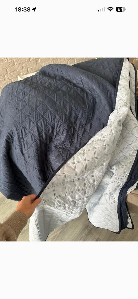 Lits-Jumeaux bedsprei zgan !!, Huis en Inrichting, Slaapkamer | Beddengoed, Ophalen, Blauw, Dekbedovertrek, Tweepersoons