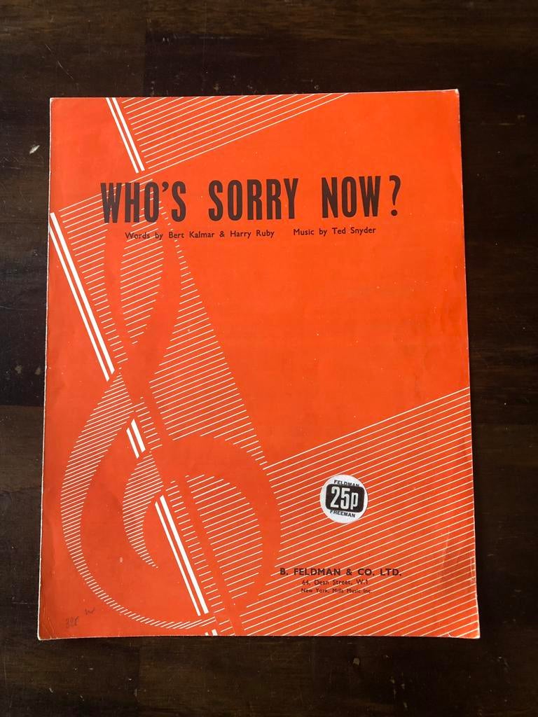 Bladmuziek Who’s Sorry Now voor piano en zang, Ophalen of Verzenden, Zo goed als nieuw, Artiest of Componist, Zang