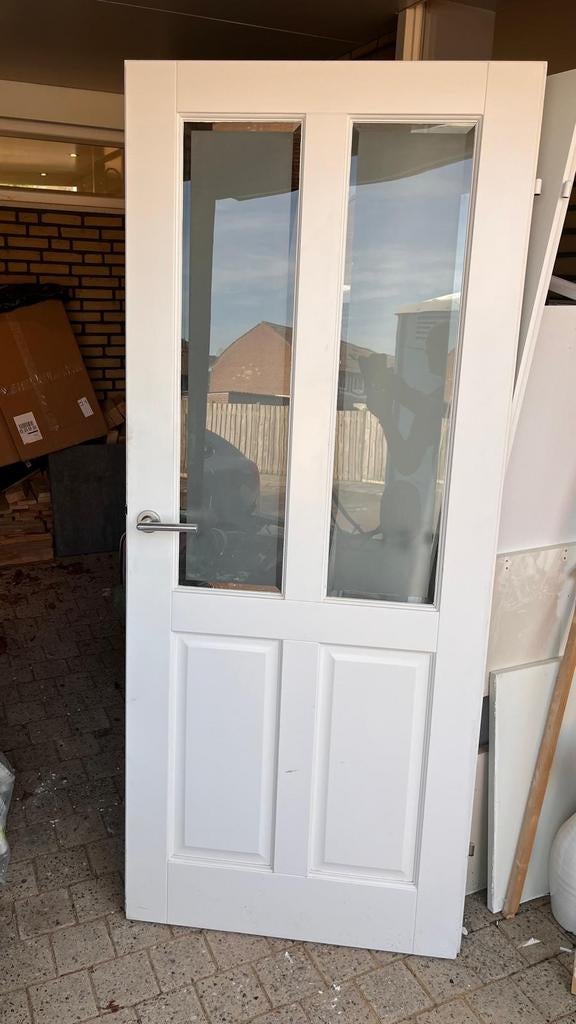 MDF binnen opdekdeur 78/201,5, Doe-het-zelf en Verbouw, Deuren en Horren, Ophalen, Minder dan 80 cm, Binnendeur, Glas