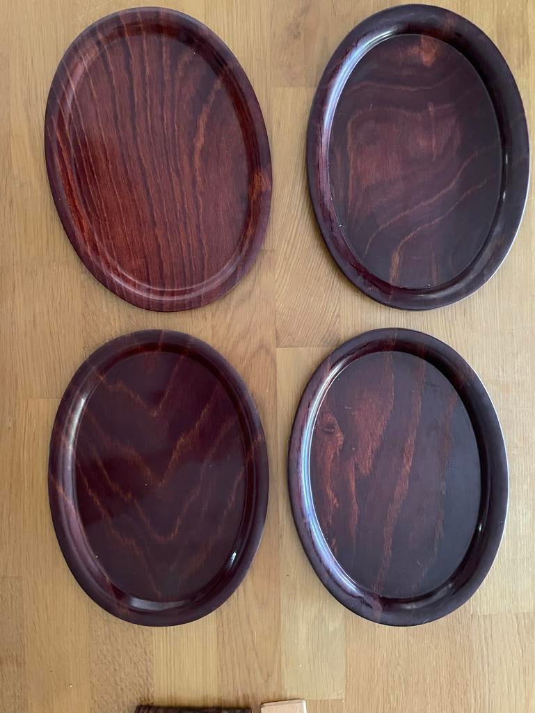 4 ovale horeca dienbladen vintage 23x17 cm, Ophalen of Verzenden, Gebruikt, Ovaal, Overige materialen