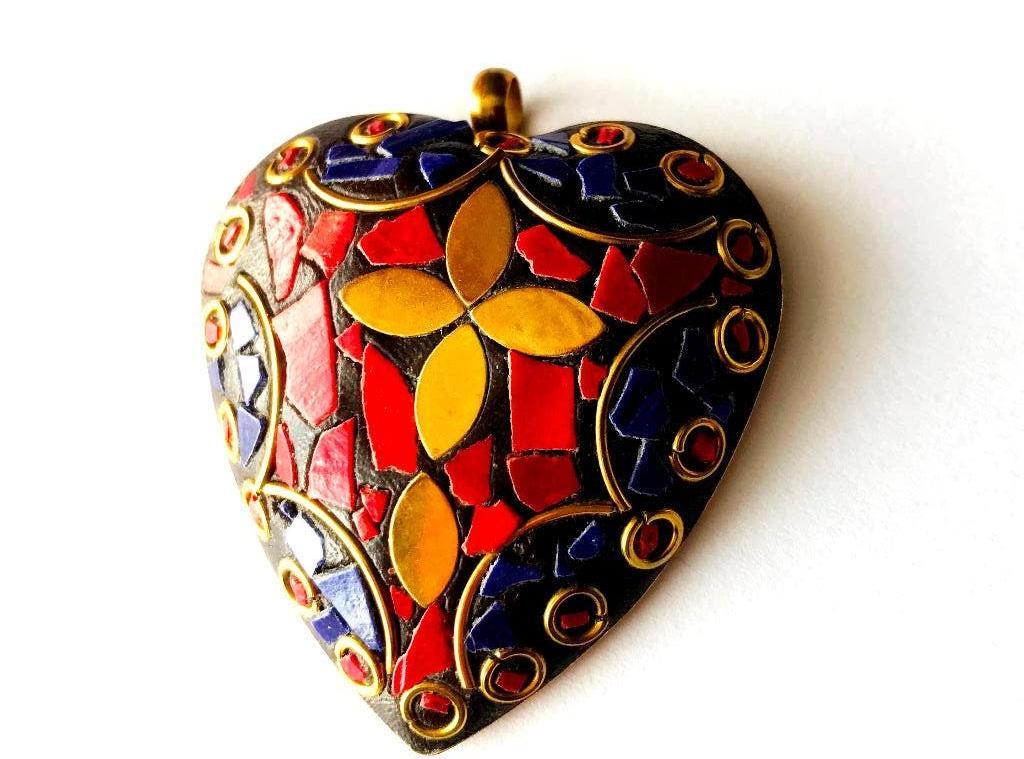 Mooie Grote etnische hanger met Lapis Lazuli en rode koraal, Verzenden, Nieuw, Steen of Mineraal, Met edelsteen