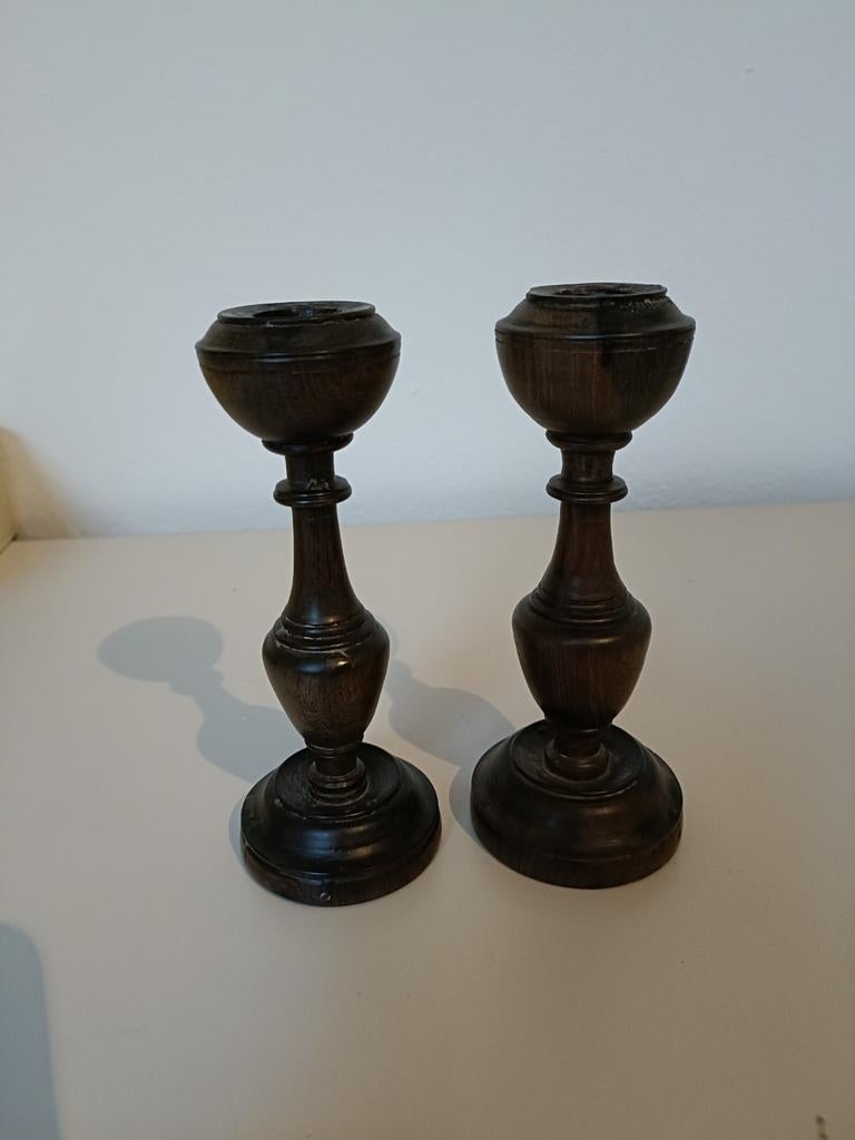 Ebbenhouten kandelaars., Ophalen of Verzenden