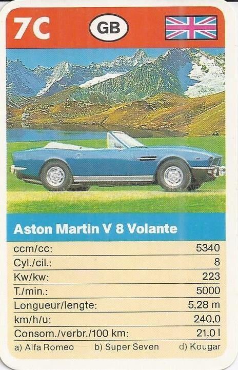 Kw4369 autokaartje aston martin v 8 volante ( 7c ), Ophalen of Verzenden, Zo goed als nieuw, Auto's