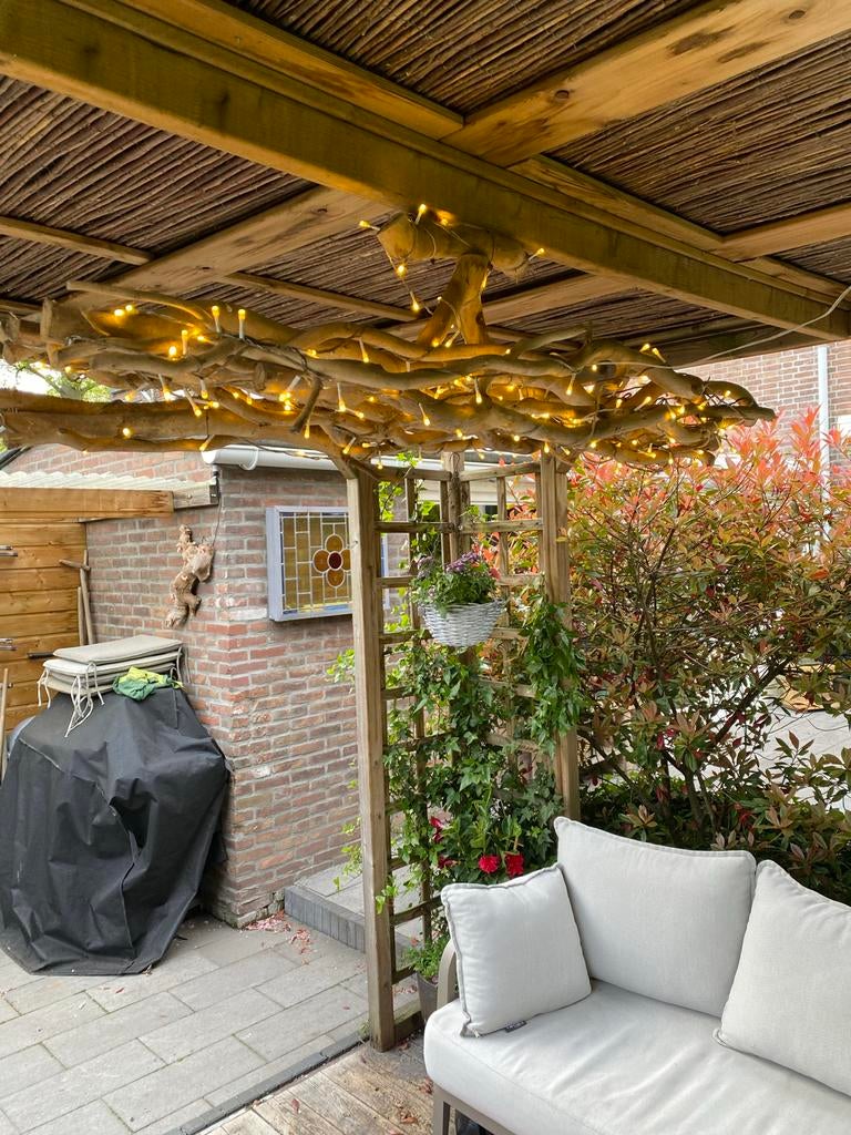 Unieke handgemaakte buitenlamp van hout en LED-verlichting, Minder dan 50 watt, Overige typen, Ophalen of Verzenden, Led