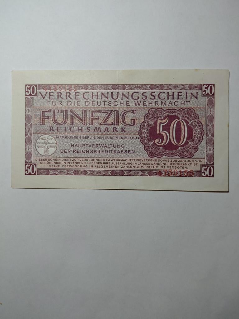 Duitse Wehrmacht 50 mark ww2 1944, Postzegels en Munten, Bankbiljetten | Europa | Niet-Eurobiljetten, Ophalen of Verzenden, Duitsland