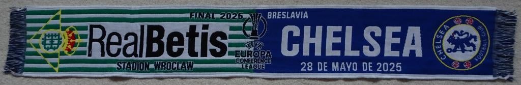 sjaal Real Betis Sevilla - Chelsea (finale EL 2025), Ophalen of Verzenden, Nieuw, Buitenlandse clubs, Vaantje of Sjaal