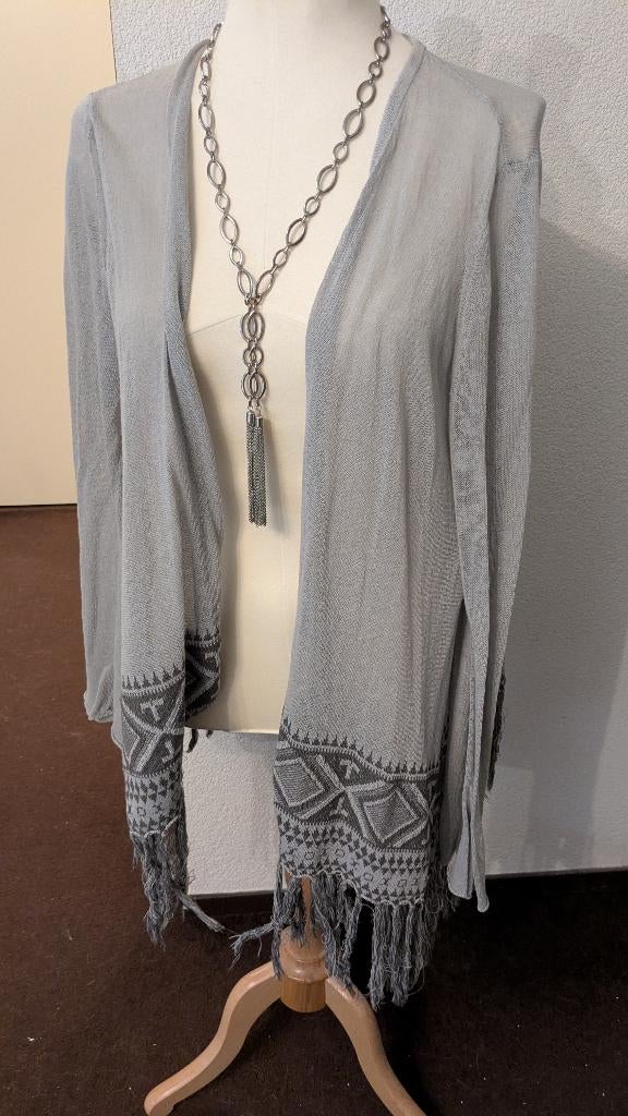 Grijs vestje met sliertjes - Bridget the Label - M/L, Maat 38/40 (M), Zo goed als nieuw, Grijs, Verzenden