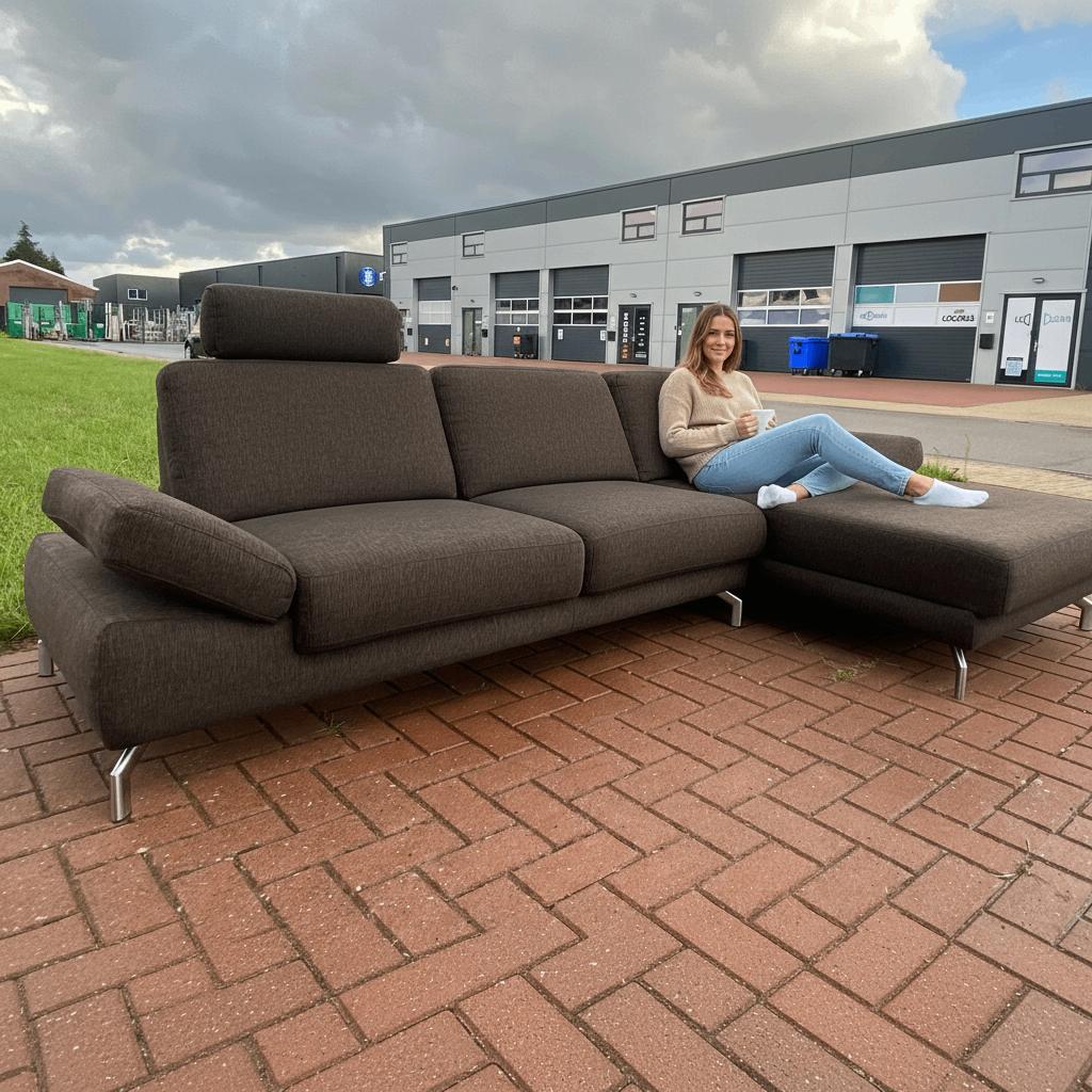 Henders & Hazel Donkerbruine Stoffen Hoekbank – Designbank, 250 tot 300 cm, Minder dan 75 cm, Design, Hoekbank