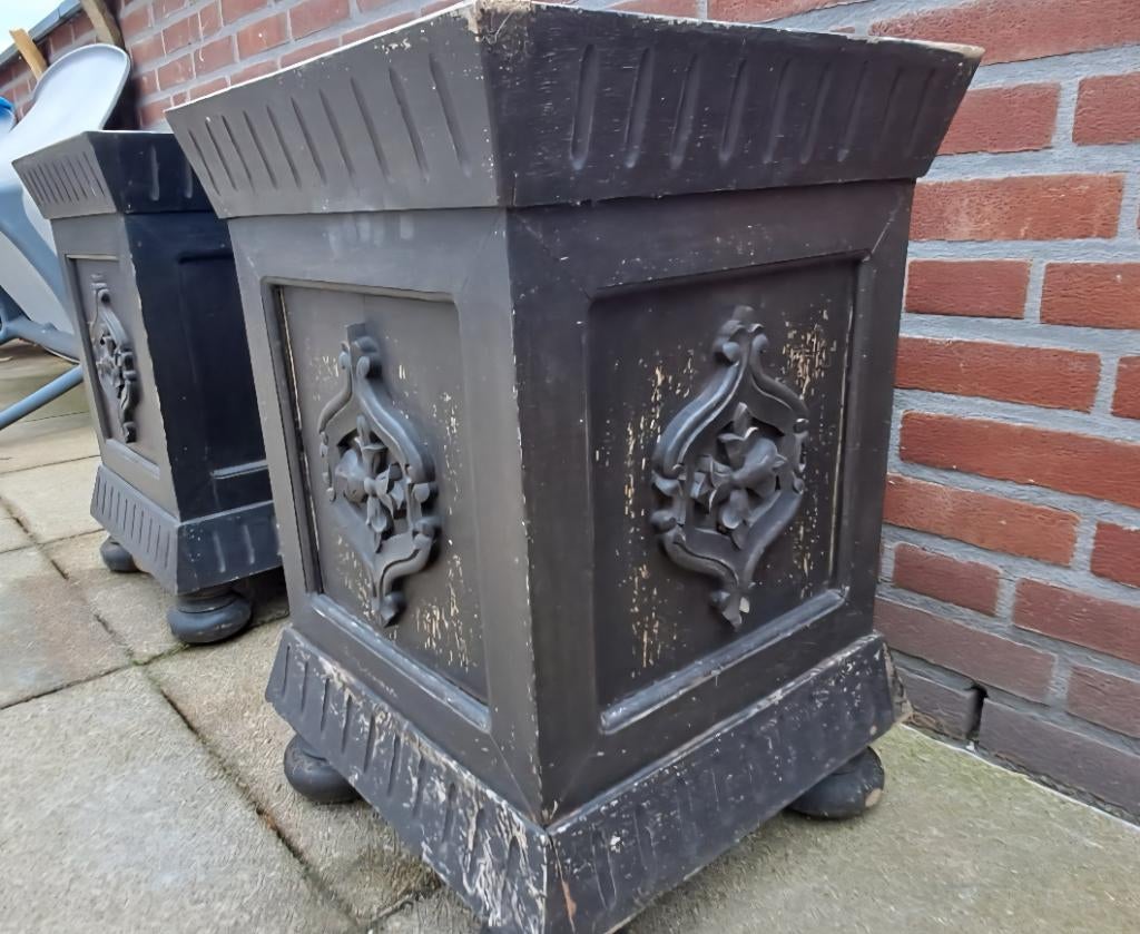 Stijlvolle houten bloembakken, Ophalen, Gebruikt, Minder dan 60 cm, Rechthoekig