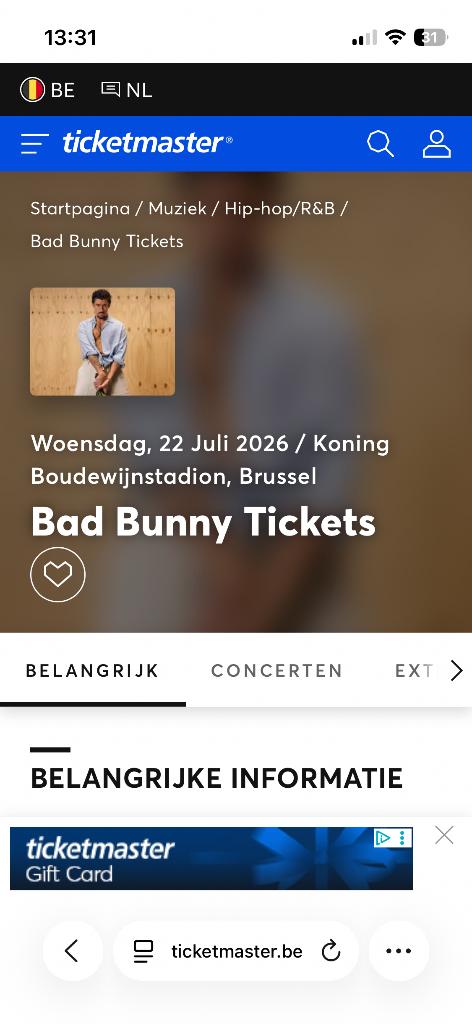 2 tickets voor Bad Bunny - DeBÍ TiRAR MáS FOToS World Tour, Tickets en Kaartjes, Twee personen, Juli