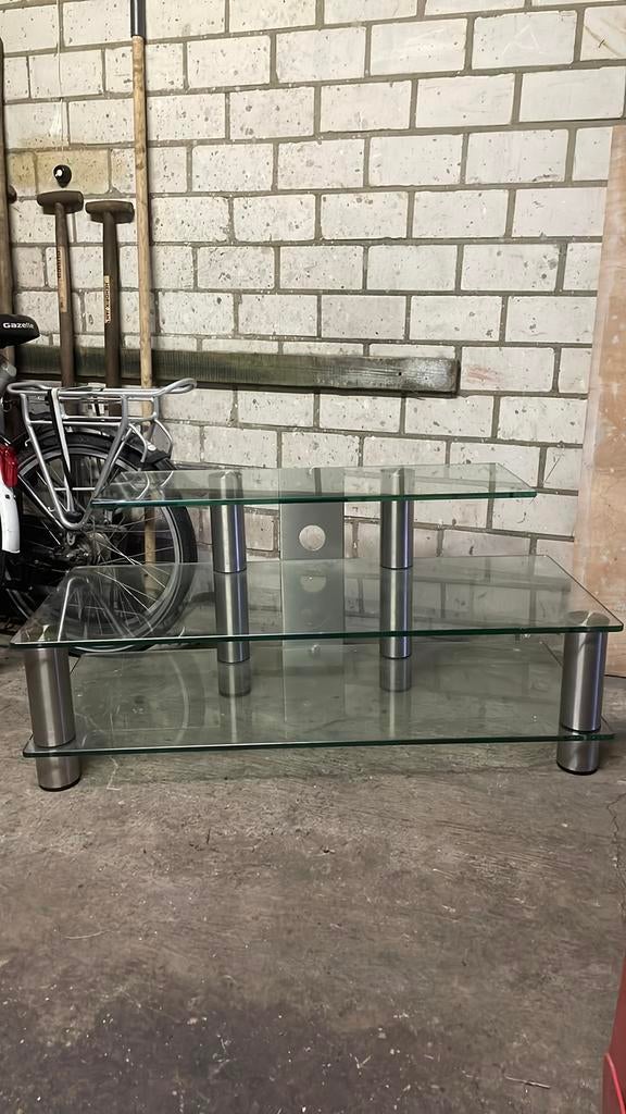 Gratis glazen tv meubel, Ophalen, Gebruikt