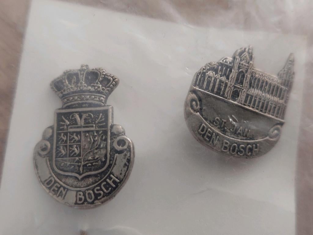 Vintage Den Bosch Speldjes - Stadsgezicht & Wapen, Verzamelen, Speldjes, Pins en Buttons, Ophalen of Verzenden, Gebruikt, Stad of Land