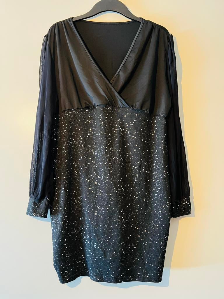 Jurk met glitters L, Ophalen of Verzenden, Zo goed als nieuw, Zwart, Jurk