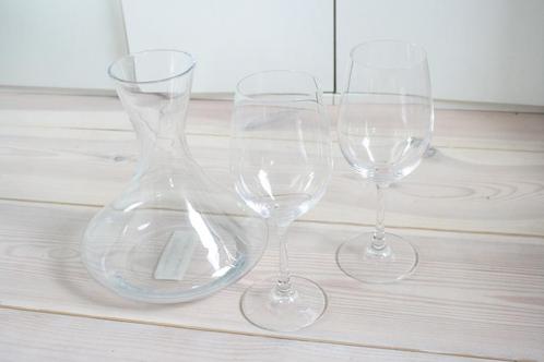 Wijnkaraf met 2 kristallen glazen, Huis en Inrichting, Keuken | Servies, Zo goed als nieuw, Glas of Glazen, Overige stijlen, Glas