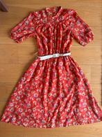 Vintage jurk met bloemenprint, Ophalen of Verzenden, Gedragen, Maat 36 (S), Oranje