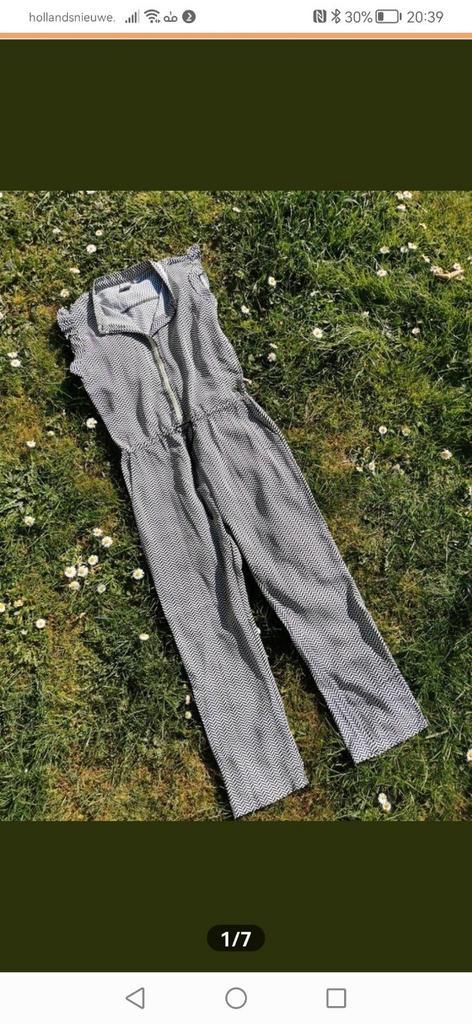 Meisjes jumpsuit Indian Blue jeans mt140 zwart/zachtgeel, Kinderen en Baby's, Kinderkleding | Maat 140, Zo goed als nieuw, Meisje