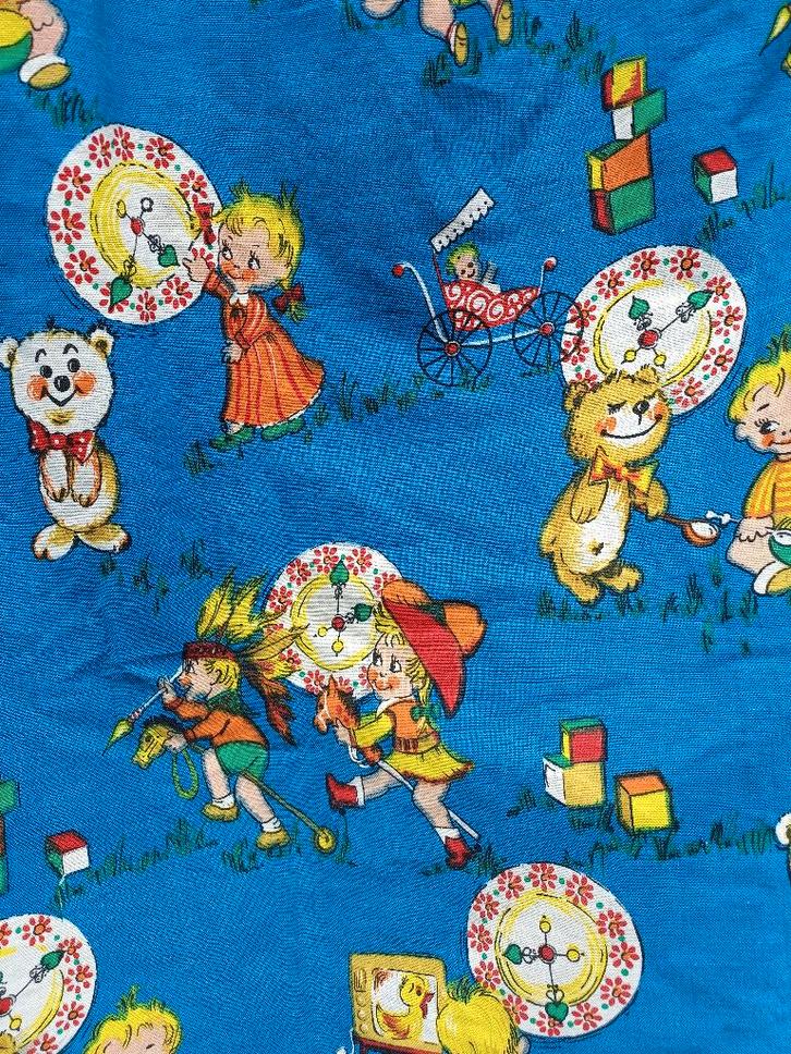 Vintage jaren 1960 DEKOPLUS ? gordijn / lap stof (KG5), Huis en Inrichting, Stoffering | Gordijnen en Lamellen, Gebruikt, 100 tot 150 cm