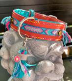 Fraaie Boho Halsband koraal leer teal nappa voering 37-47 cm, Ophalen of Verzenden, Handgemaakt, Nieuw