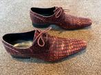 Mascolori bordeauxrode puntschoenen met slangenprint, mt 41, Overige kleuren, Ophalen of Verzenden, Gedragen, Veterschoenen