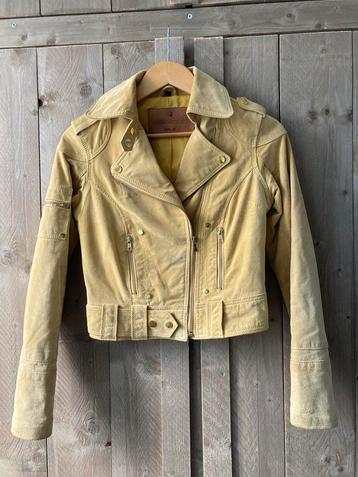 Suede leren jas maat S Goosecraft biker 406