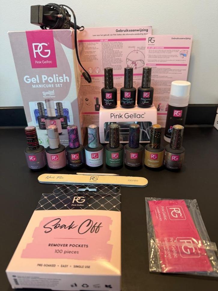 Pink Gel Lak set met diverse kleuren, Sieraden, Tassen en Uiterlijk, Uiterlijk | Cosmetica en Make-up, Gebruikt, Handen en Nagels