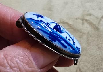 Delfts Blauwe Broche Zilver beschikbaar voor biedingen