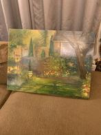 Gesingeerd Schilderij: Tuinlandschap canvas geschilderd, Ophalen of Verzenden