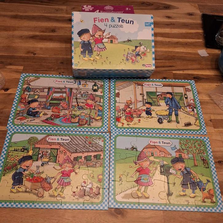 Fien en Teun Puzzels - 4 stuks, Kinderen en Baby's, Speelgoed | Kinderpuzzels, 10 tot 50 stukjes, Ophalen of Verzenden